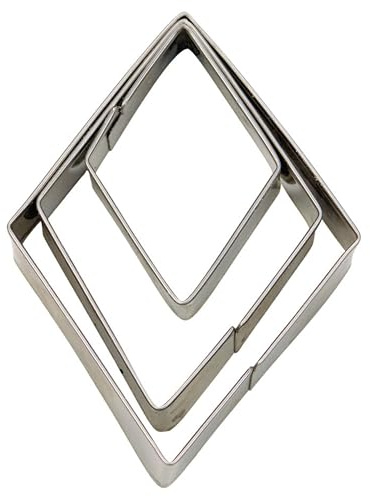Staedter 3 Piezas Cortador de terraza, diseño de Rombos con Suave, Plata, 3/5/7 cm