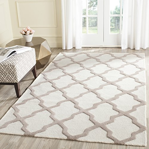 Safavieh Trellis Indoor Hand Tufted Rectangle Area Rug, Cambridge Collection, CAM121, in Ivory / Beige, 183 X 274 cm for Living Room, Bedroom or Any Indoor Space