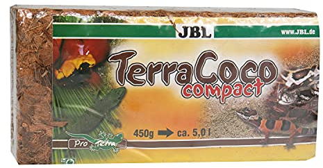 JBL TerraCoco Compact 71025 Bodengrund für alle Terrarientypen, Kokoschips, komprimiert, 450 g, 5 l