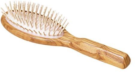 Redecker Hornbeam Pin Oval Wooden Hairbrush with Oiled Olive Wood Handle, 8-1/2-Inches