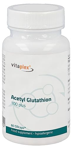 Vitaplex Acetyl + Glutathion + NAC + Vitamin C Kapseln (je 100 mg, 60 Tabletten) - Antioxidantien, Vitaminen, Mineralien Komplex mit Vitamin B2, B3, B6, C und E - vegan und hypoallergen