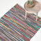 HOMESCAPES - 100% Recycled Cotton Chindi Rug - 90 x 150 cm - 3 ft x 5 ft - Multi Coloured Stripes on White Base