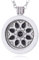 Morella Damen Halskette 70 cm Edelstahl mit Amulett und Coin 33 mm Blumenornament Silber schwarz in Schmuckbeutel
