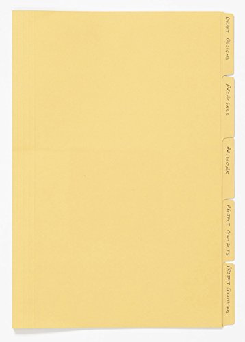 Exacompta - Ref. FT170-YLWZ – Guildhall – Registerkarten – 345 x 240 mm, 170 g/m², leicht, Premium-Manilla, A4 & Kanzleipapier, Tabs für die Verwendung mit Hängemappen – Gelb, 100 Stück