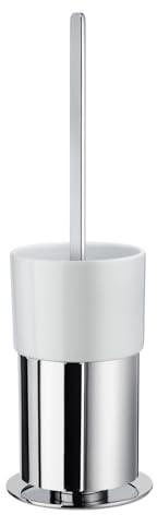 Smedbo Toilettenbürste, freistehend, poliertes Chrom, FK311P Umriss-Porzellan, Silber, 11,4 x 11,8 x 32,4 cm