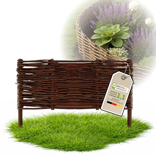 Floranica 1 st rabattkant i flätad pil 30 x 50 cm – gräskant, rabattavgränsare, pilstaket, kantstöd, avdelare för blomrabatter och trädgårdsgångar