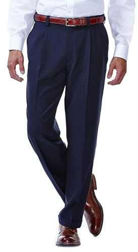 Haggar Pantalon habillé pour Homme, Bleu Marine, 38W x 31L
