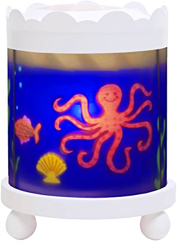 TROUSSELIER - La Mer - Veilleuse - Manège Magique - Idéal Cadeau de Naissance - Dessin animé - Point de Lumière rassurant - Couleur Bois Blanc - Ampoule 12V 10W inclue - Prise Electrique UK