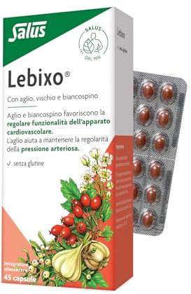 Salus Lebixo - Integratore Alimentare per la regolarità cardiovascolare e della pressione arteriosa, a base di Aglio, Vischio e Biancospino - 45 Capsule