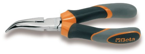 BETA - PINZA A BECCHI MEZZOTONDI LUNGHISSIMI PIEGATI ZIGRINATI IMPUGNATURA TRIMATERIALE 160MM