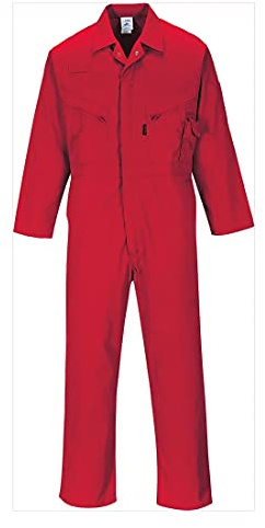Portwest C813 Liverpool-overall Med Dragkedja 8 Fickor Rörelseveck Hållbar | Röd, M, UPF 40+, Normal Passform, 1 Ärm, Polybomull, Tryckknappsstängning Fram, Påsydd Bakficka, Bred Elastisk Midja, Robust