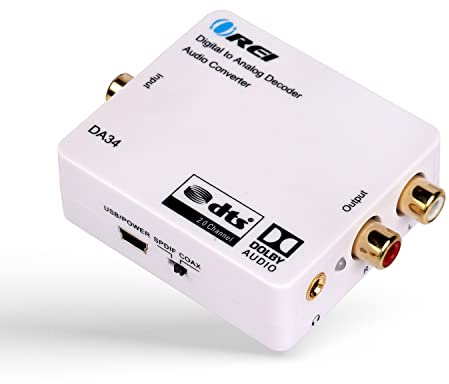 OREI Digital to Analog Audio Decoder by OREI, Convert & Decode Dolby Digital Audio SPDIF/Coaxial 5.1-Channel Input to RCA L/R/3.5mm Headphone Output Converter (DA34)