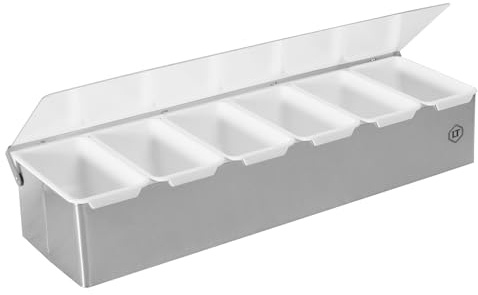 LOUIS TELLIER - krydd- och kryddlåda med 6 fack - rostfritt stål - praktisk display och dispenser för kryddor, ingredienser och pålägg till hands - Professionell kvalitet