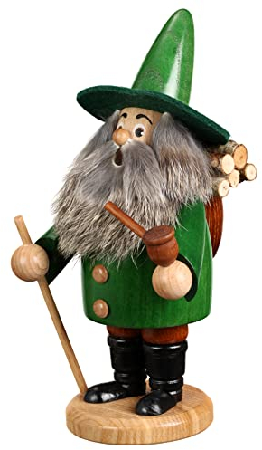 DWU Original Erzgebirgischer Räuchermann® Wichtel Holzsammler grün 934/G