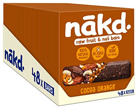 Nakd Cocoa Orange Natural Fruit & Nut Bars - Vegan - Healthy Snack - Gluten Free - 35g x 48 bars
