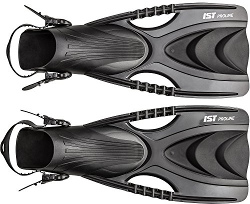 IST CF30 Speedy Open Heel Snorkeling Fins (Black, L/XL)