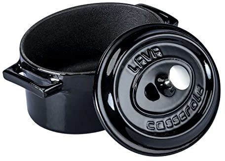 Lava Cookware LV O' TC 10 K2 Mini pirofila Ovale da Forno, Dimensioni 9 x 12 cm, Ghisa, Nero
