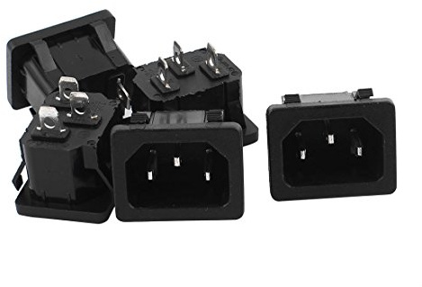 uxcell 5Pcs AC 250V 10A 3 Terminals Snap in Inlet Power Male Socket Adapter