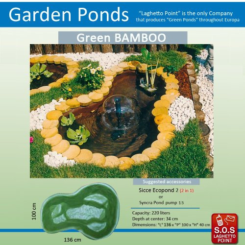 Laghetto Green Bamboo - 220 litri (L 136 xP 100 xH 40 cm)
