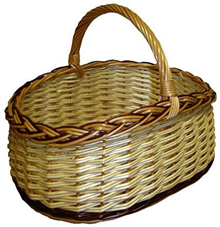 Panier en osier 2 brins blanc bord natté