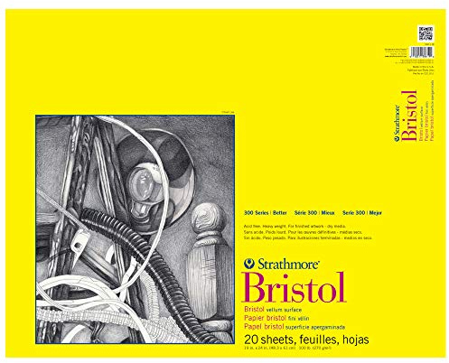 Strathmore 300 Series Tape Bound Bristol Pad, 100 lb. Vellum Surface, 19 X 24 inches, White, 20 Sheets (342-119)