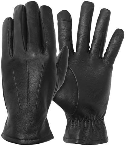 Pratt and Hart Gondola Men's Touchscreen Insulated Leather Gloves Black Size L