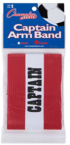 Champion Sports Youth Captain’s Arm Band, Red - Unisex Woven Elastic Nylon Captain Arm Bands for Soccer, Football, Basketball and More - Premium Team Sports Accessories for Kids Medium