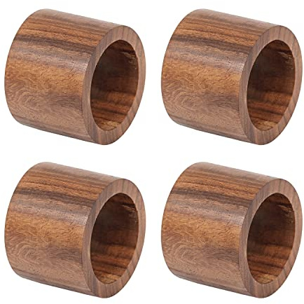 DII Basic Napkin Ring Collection, Decorative Rustic Farmhouse Style, Small Set, Wood Band, 4 Piece