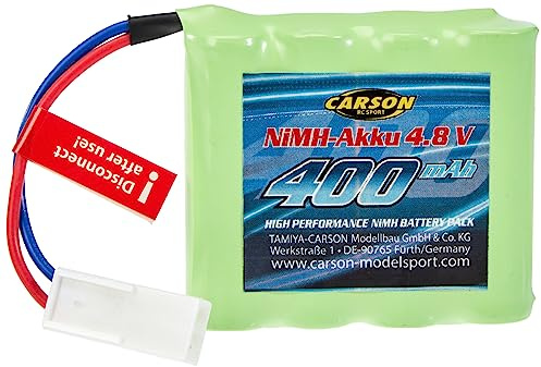 Carson Batteria 4,8 V/400 mAh NIMH, Batteria di Ricambio per Veicoli RC, Accessori, 500608175