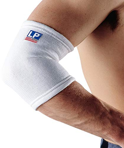 LP Elasticated Elbow Support - Breathable Sleeve for Tennis Elbow Support, Pain Relief & Sports Injury Rehabilitation. White, Medium