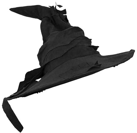 I LOVE FANCY DRESS ZAUBERERHUT KOSTÜMZUBEHÖR Wildleder-Feeling Spitzen HEXENHUT Buch FILMFIGUR - SCHWARZ, EINHEITSGRÖSSE