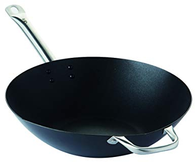 Point-Virgule PV-ASI-0085 Wok da 36 cm in accacio al Carbonio con Rivestimento Antiaderente Excalibur