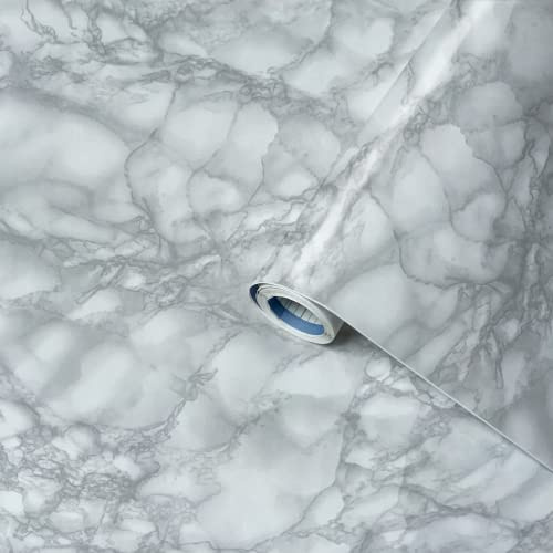 Venilia Pellicola adesiva, Grigio marmo aspetto pietra grigio, 45cm x 2m, Spessore 95μ, Pellicola autoadesiva per mobili o cucina, carta da parati, PVC senza ftalati, Prodotto in UE