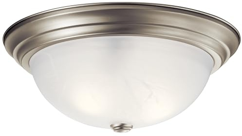 Kichler 15.25 Flush Mount Ceiling Light in Brushed Nickel, 3-Light Fixture with Clear Satin Etched Glass, Brushed Nickel, (15.25 x 6), 8110NI