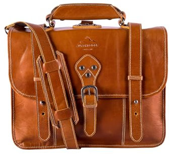 Alpenleder 4-in-1 Tasche BROOKS | Echtes Büffel-Leder | Aktentasche Rucksack Schultertasche Fahrradtasche in einem, 41 cm x 32 cm x 18 cm, Cognac (braun)