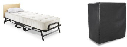JAY-BE Crown Single Folding Rollaway Bed with Premier Contract Sprung Mattress and Bed Cover, 90 x 190 cm, Gold, Black