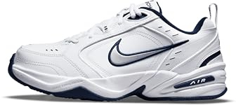 NIKE Men's Air Monarch Iv Gymnastics Shoe, White Midnight Navy Metallic Silver, 8 UK