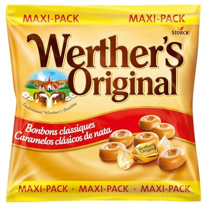 Werther's Original Caramelos Toffee de Mantequilla y Nata Fresca - Maxipack 300 g - Sabor Clásico Cremoso - Sin Gluten y Aptos para Vegetarianos - Ideales para Recetas de Repostería