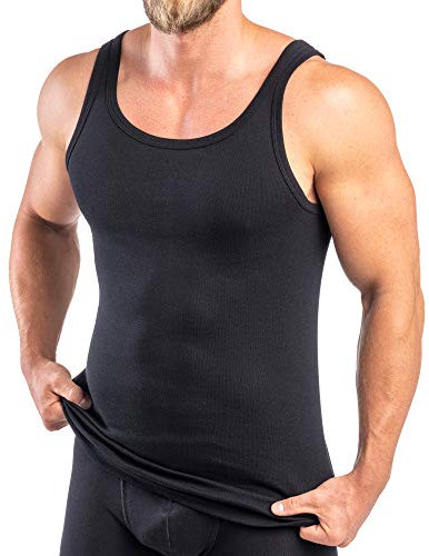 HERMKO 3000 Herren Tank Top 100% Bio-Baumwolle in Feinripp, Unterhemd, Muskel Shirt Made in EU, Größe:D 7 = EU XL, Farbe:schwarz