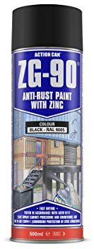 (PACK OF 3) 500ml ZG-90 BLACK RAL9005 Anti Rust Zinc Galve Metal Paint