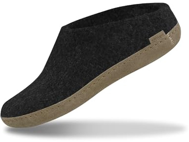 Glerups 100% quality wool mix Slipper with leather sole - Unisex Slip-on - Charcoal