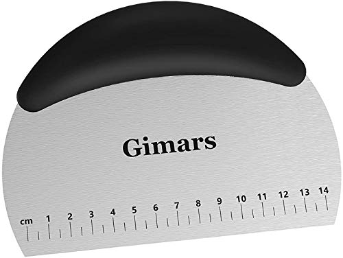 Gimars Spatola da Cucina Raschietto Taglia Impasto con Lama Acciaio Inox Manico Sillicone, Spatola Professionale per Pizza Pane Dolci Pasta Utensili da Cucina Pasticeria Pizzeria