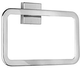 Croydex Flexi-Fix Easy to Fit Cheadle Chrome Plated Square Design Towel Ring, Silver