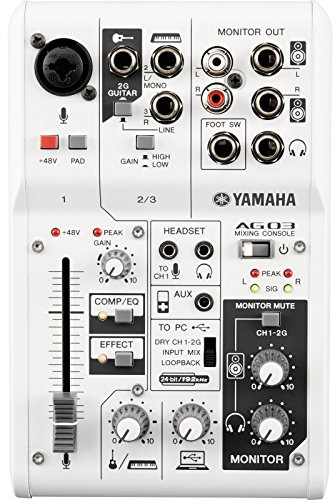 Yamaha AG03 - Studio mixer with USB capabilities for audio, streaming and recording, in white