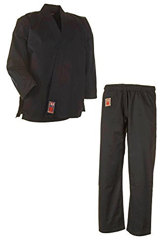 Ju-Sports Karate Anzug to start Schwarz 140 I Klassischer Karateanzug für Kinder & Erwachsene I Karate Kimono inkl. weißem Gürtel I Hose mit Kickzwickel I 100% Baumwolle
