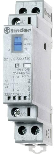 Finder serie 22 - Contactor modular 2na 24v agsno2 selector +indicador +led