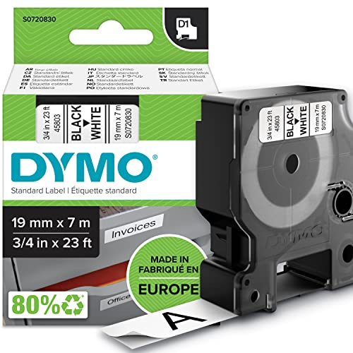 DYMO Original D1-Etikettenband | schwarz auf weiß | 19 mm x 7 m | selbstklebendes Schriftband | für LabelManager-Beschriftungsgerät