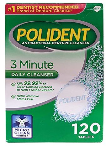 Polident 3 Minute, Antibacterial Denture Cleanser 120 Ea (3 PACK)