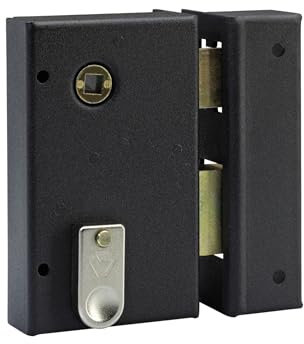 Vachette Serrure en Applique Verticale à fouillot Droite, Porte d'Entrée, Porte intérieure - 67286/SC D - Sûreté à Gorge, Axe à 44 mm, Utilisation avec poignée carré de 7 mm, 2 Clés fournies, Marron