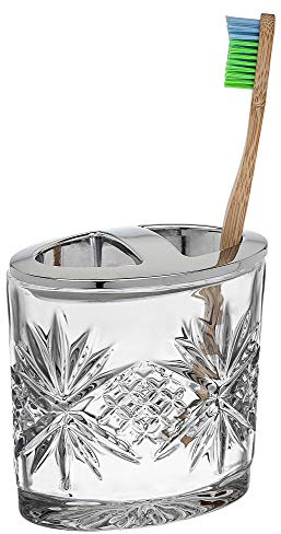 Godinger Crystal Toothbrush Holder, Decorative Countertop Organizer, Bathroom Accessory, Dublin Collection, Decorative Countertop Organizer